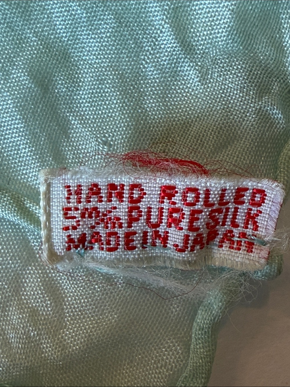 Hand-Rolled Pure Silk Scarf in Light Mint Green